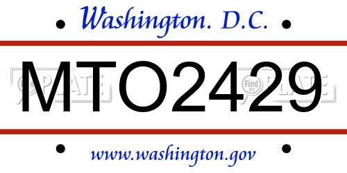 MTO2429 District Of Columbia License Plate