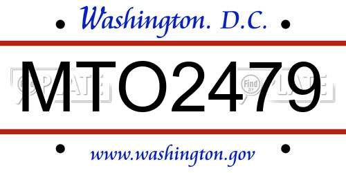 MTO2479 District Of Columbia License Plate