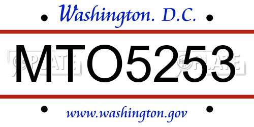 MTO5253 District Of Columbia License Plate