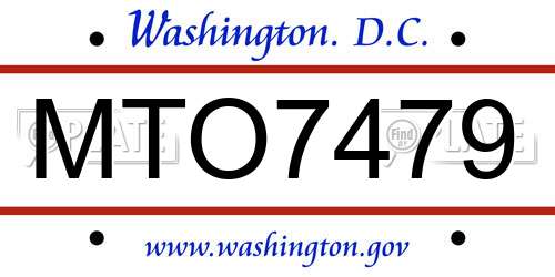 MTO7479 District Of Columbia License Plate