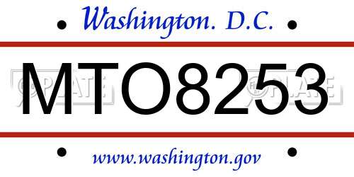 MTO8253 District Of Columbia License Plate