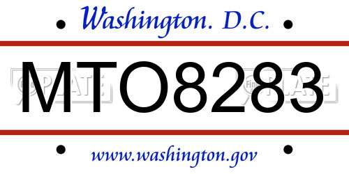 MTO8283 District Of Columbia License Plate