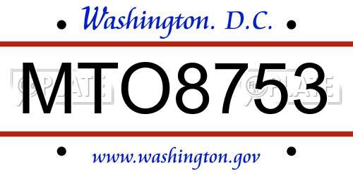 MTO8753 District Of Columbia License Plate