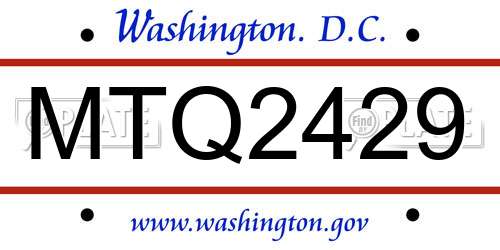 MTQ2429 District Of Columbia License Plate