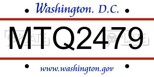 MTQ2479 District Of Columbia License Plate