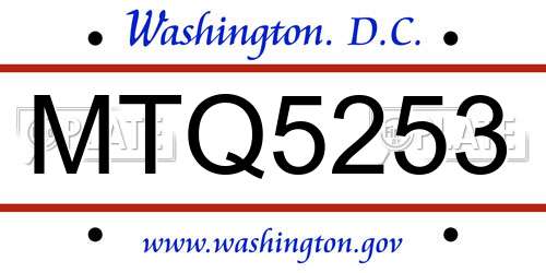MTQ5253 District Of Columbia License Plate