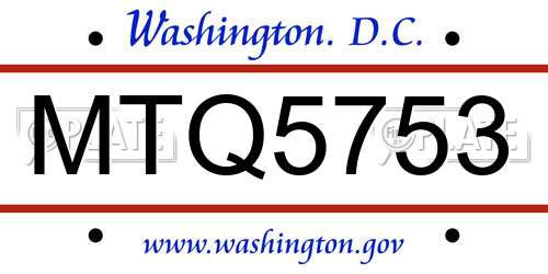 MTQ5753 District Of Columbia License Plate
