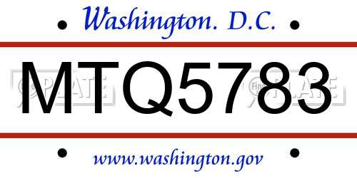MTQ5783 District Of Columbia License Plate