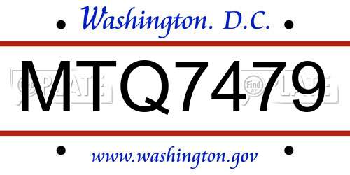 MTQ7479 District Of Columbia License Plate