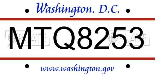 MTQ8253 District Of Columbia License Plate