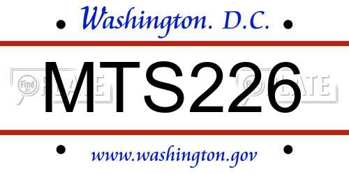 MTS226 District Of Columbia License Plate