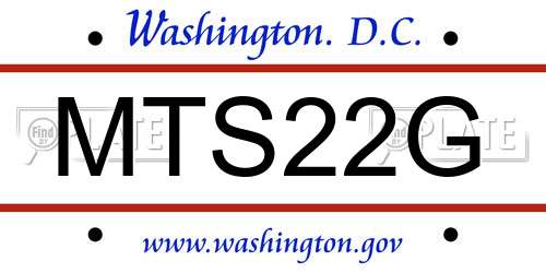 MTS22G District Of Columbia License Plate
