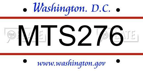 MTS276 District Of Columbia License Plate