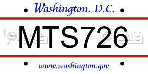 MTS726 District Of Columbia License Plate
