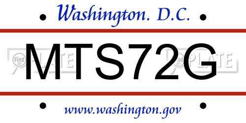 MTS72G District Of Columbia License Plate
