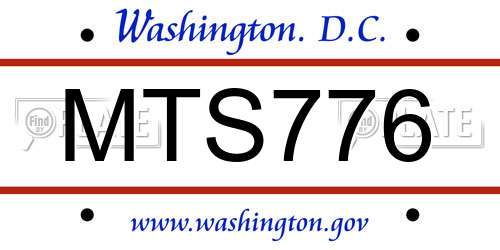 MTS776 District Of Columbia License Plate