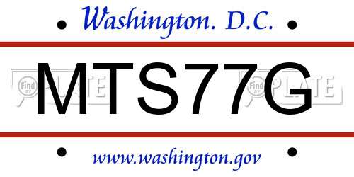 MTS77G District Of Columbia License Plate