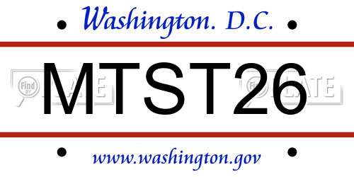 MTST26 District Of Columbia License Plate