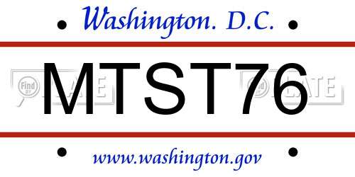 MTST76 District Of Columbia License Plate