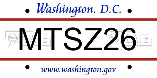 MTSZ26 District Of Columbia License Plate