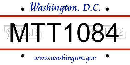 MTT1084 District Of Columbia License Plate