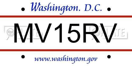MV15RV District Of Columbia License Plate