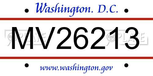 MV26213 District Of Columbia License Plate