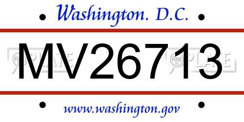 MV26713 District Of Columbia License Plate