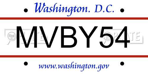 MVBY54 District Of Columbia License Plate