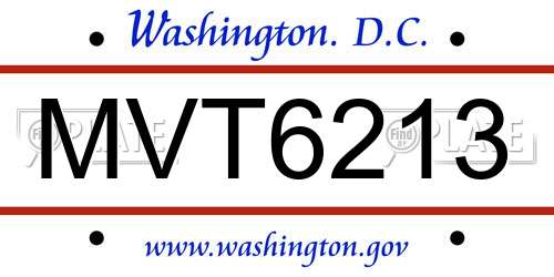 MVT6213 District Of Columbia License Plate