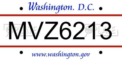 MVZ6213 District Of Columbia License Plate