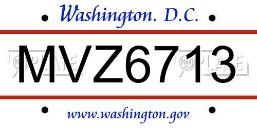 MVZ6713 District Of Columbia License Plate