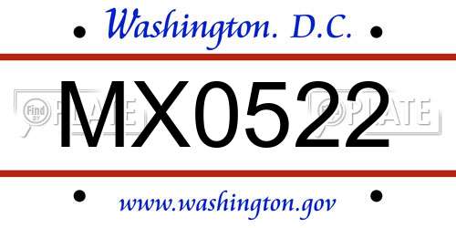 MX0522 District Of Columbia License Plate