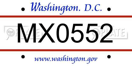 MX0552 District Of Columbia License Plate