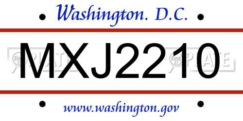 MXJ2210 District Of Columbia License Plate