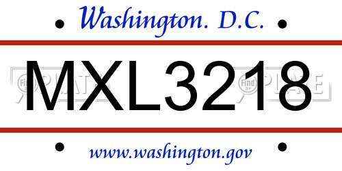 MXL3218 District Of Columbia License Plate
