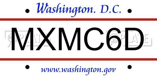 MXMC6D District Of Columbia License Plate