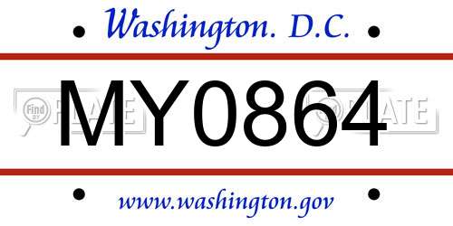 MY0864 District Of Columbia License Plate