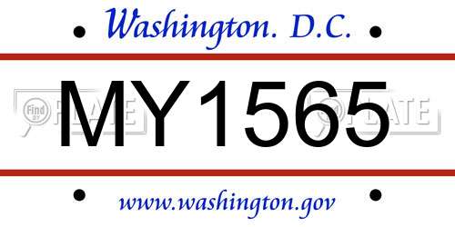 MY1565 District Of Columbia License Plate