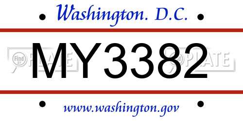 MY3382 District Of Columbia License Plate