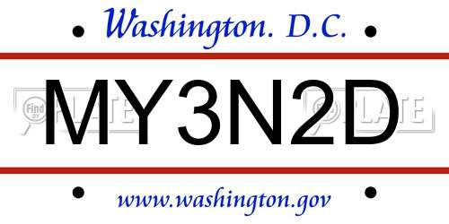 MY3N2D District Of Columbia License Plate