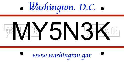 MY5N3K District Of Columbia License Plate