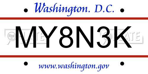 MY8N3K District Of Columbia License Plate