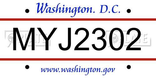 MYJ2302 District Of Columbia License Plate