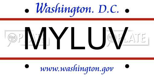 MYLUV District Of Columbia License Plate