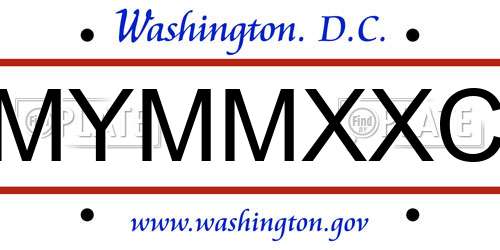 MYMMXXC District Of Columbia License Plate