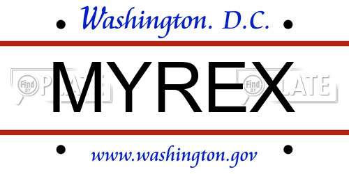 MYREX District Of Columbia License Plate