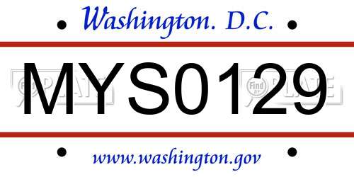 MYS0129 District Of Columbia License Plate