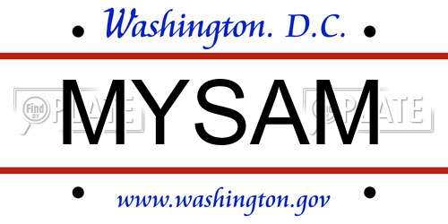 MYSAM District Of Columbia License Plate