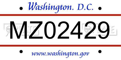 MZ02429 District Of Columbia License Plate
